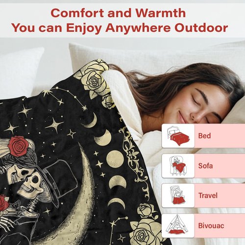 Valentine's Day Gifts for Women Men,Anniversary Blanket Gifts for Boyfriend Girlfriend, Romantic Gift for Wedding, Skull Blanket Gifts, Birthday Gifts for Wife, Husband, Couples Gift for Her Him 50x60
