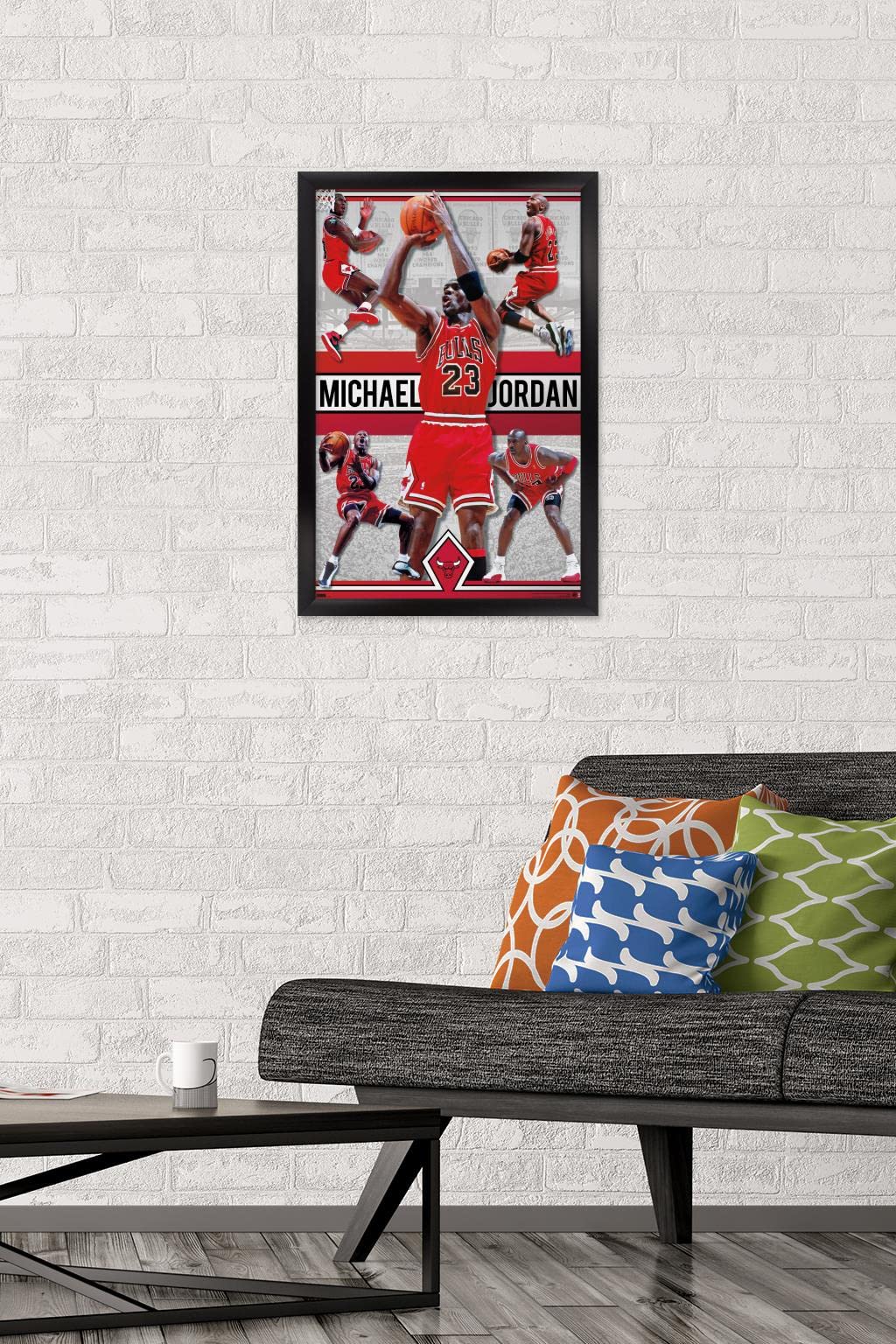 Trends International Michael Jordan - Collage Wall Poster, 14.725" x 22.375", Black Framed Version
