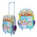 Bioworld Lanky Box Let's Go! 16" Rolling Travel Backpack With Wheels And A Keychain