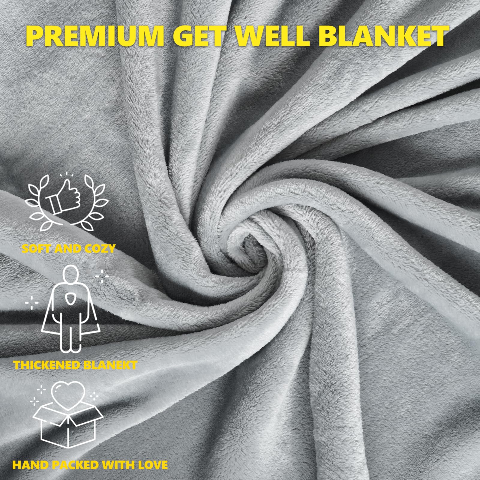 WECURATED Get Well Healing Blanket, Gray, 50"x65"