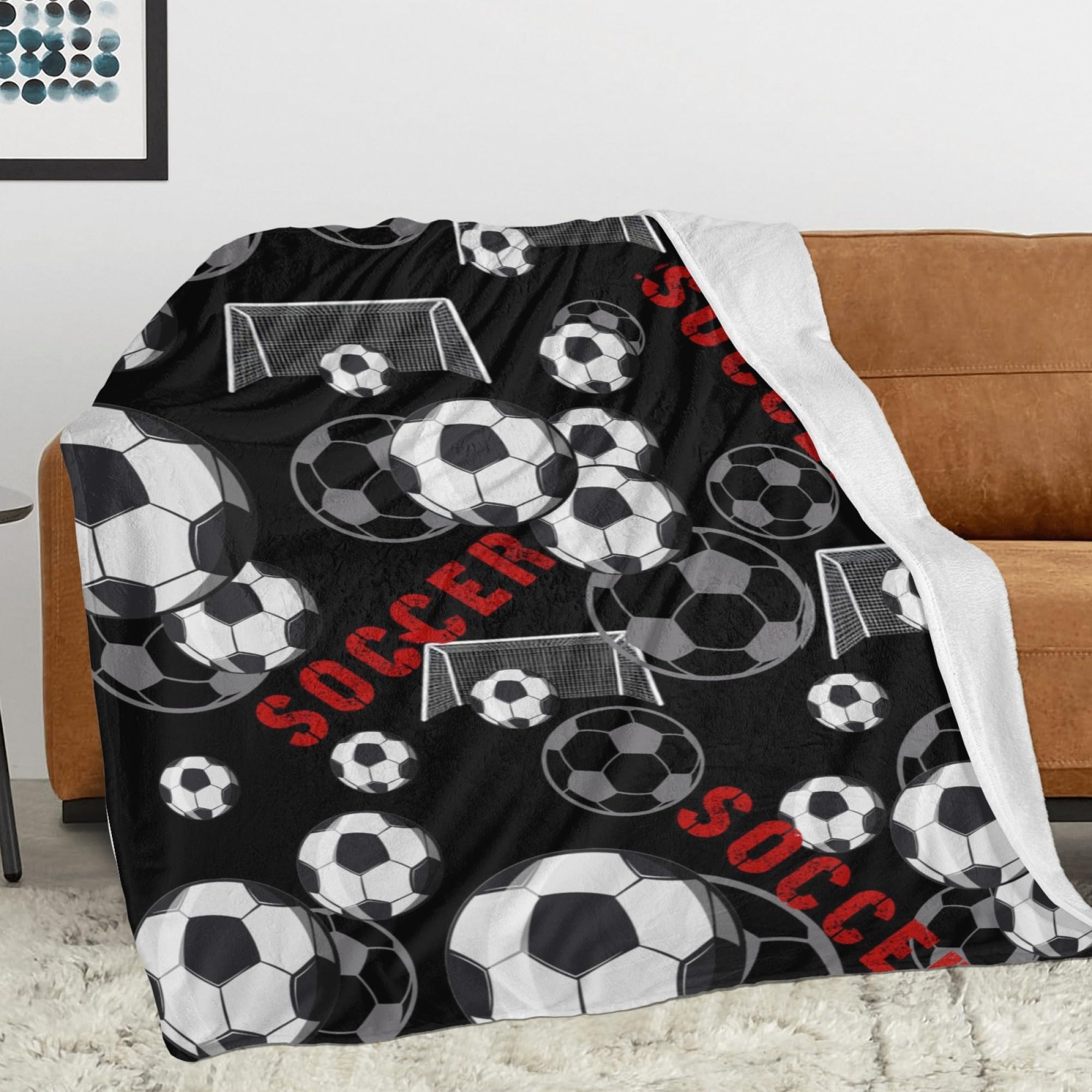 Soccer Blanket Gifts for Boys, Girls, Teens Soccer Lovers, Sport Ball Print Soft Cozy Blanket for Couch Bed 60"X50"
