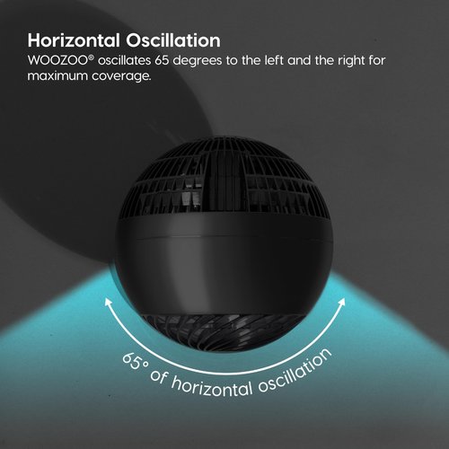 IRIS USA WOOZOO Air Circulator Fan with Remote, Oscillation, 5 Speeds, 82ft Max Air Distance, 90° Adjustable Tilt, 30db Quiet Motor, Small Fan for Bedroom, Office, Dorm, Black
