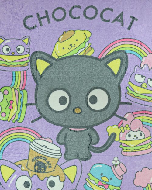 Northwest Chococat Blanket Go Choco Rainbow and Friends Plush Fleece Throw 46" X 60"