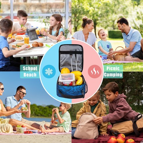 Kids Lunch Bag Lunch Box for Boys Girls Women Men, Reusable Insulated Lunch Tote Bag, Thermal Cooler Sack Food Handbags High Capacity for School Work Travel Picnic (Shark)