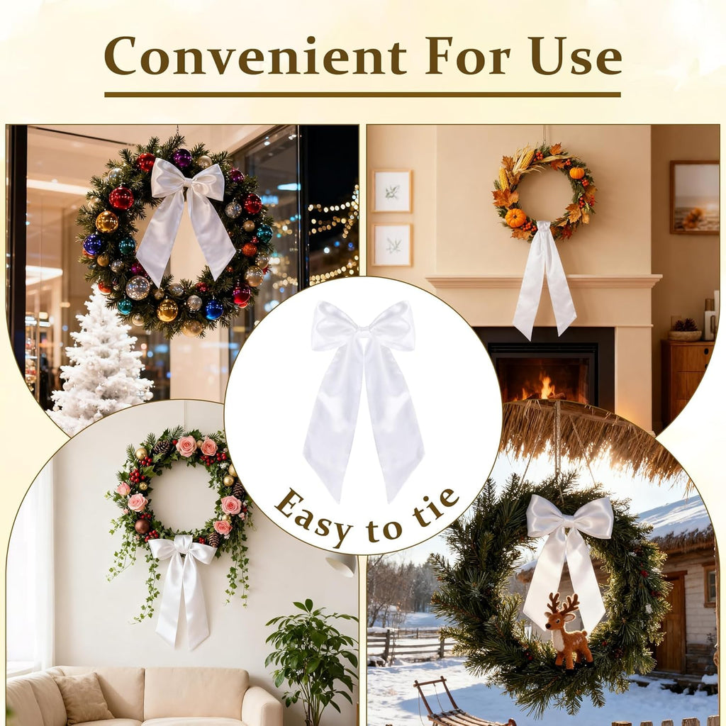 Skiennix White Satin Blank Sash - Perfect for Wedding Embroidery, Monogram & Holiday Decor | 2 Pieces