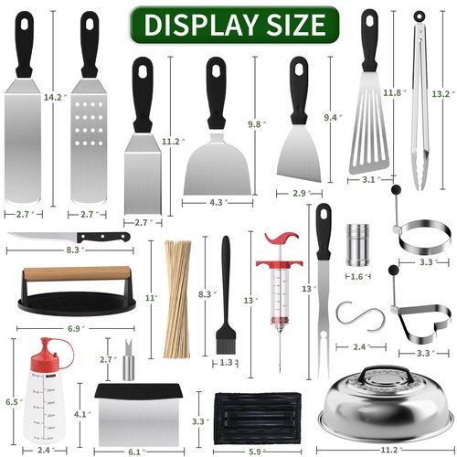 134 Pcs Griddle Accessories Kit for Blackstone - Perfect Flat Top Grill Accessories for Outdoor, Professional Round Melting Dome with Cast Iron Smash Burger Press for Barbecue.