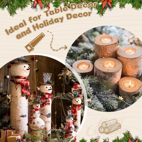 8 Pack Birch Logs (2.3"-3.2" Dia) Birch Wood for Halloween Fireplace Decor Christmas Fireplace Logs Birch Wood Branches for Crafts,Home Décor