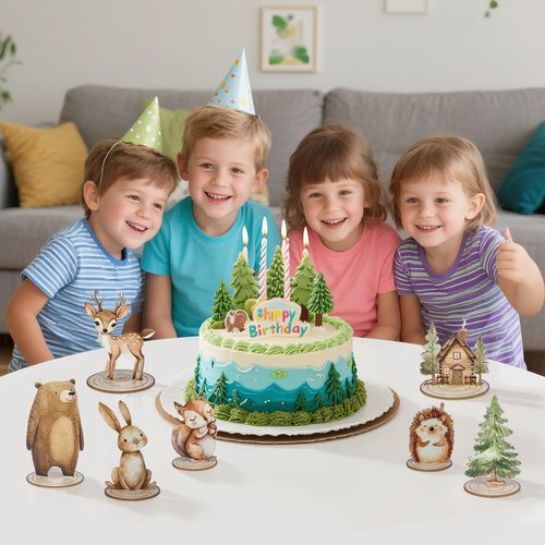 12 Pack Woodland Animals Baby Shower Decorations, Kid Forest Happy Birthday Decoration Centerpieces for Tables Woodland Nursery Animal Decor Home Office Farmhouse