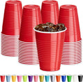 DecorRack Red Plastic Cups - 12 oz Disposable & Reusable Party Supplies | 40 Count Pack