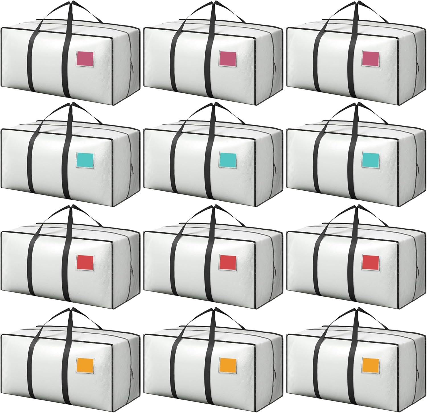 Skiennix 12 Pack Moving Bags - Extra Large 93L Heavy Duty Waterproof Storage Totes | Ideal for College Dorm & Home Organization
