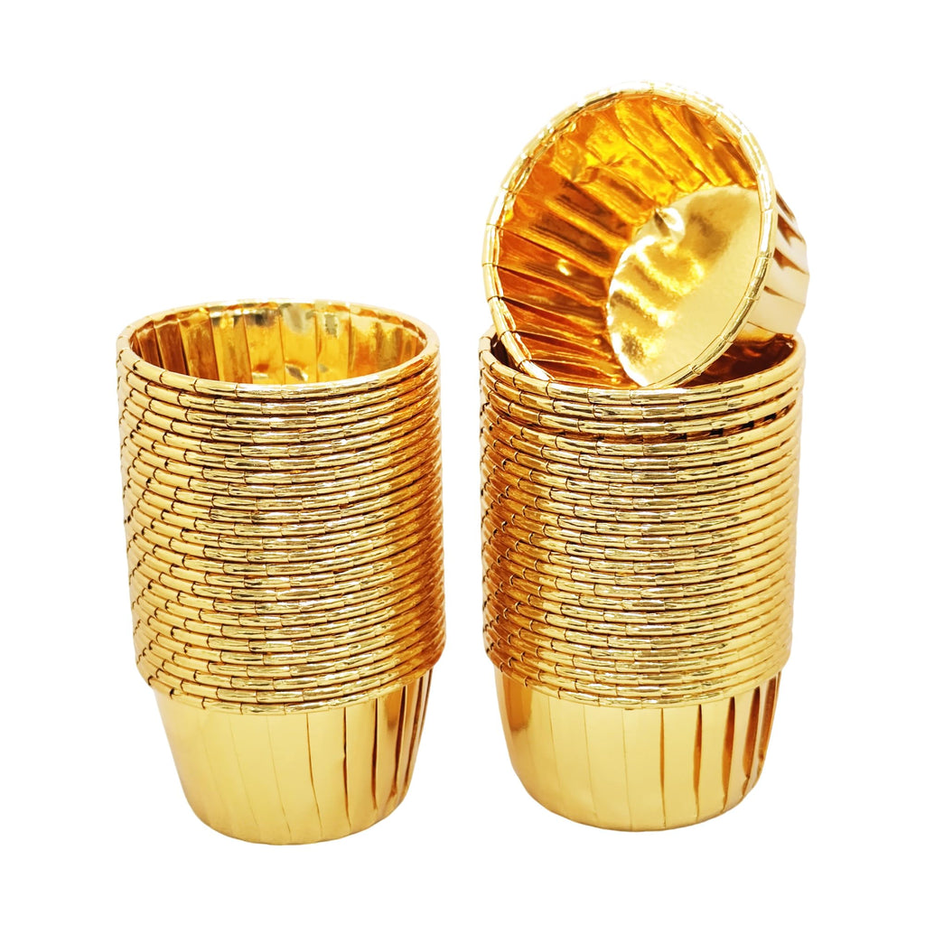 pson 50Pcs 3.5 Oz Cupcake Baking Cups, Disposable Aluminum Metallic Foil Muffin Liners for Baking, Party, Wedding, Holiday(Gold)