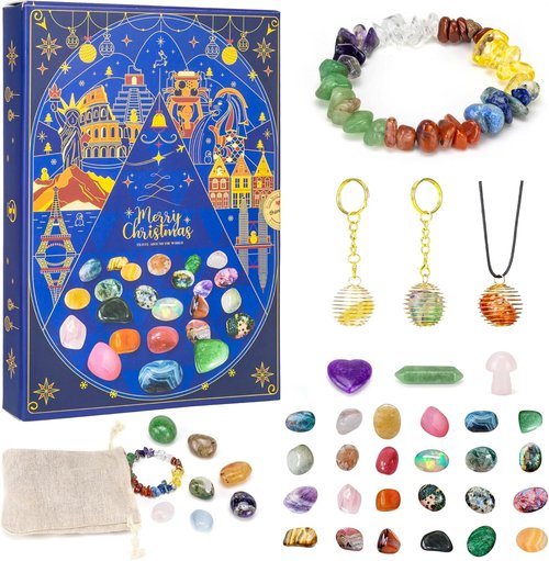 Gemstone Advent Calendar 2025 - 25-Day Christmas Countdown with Crystals | World Cultures Theme for Kids