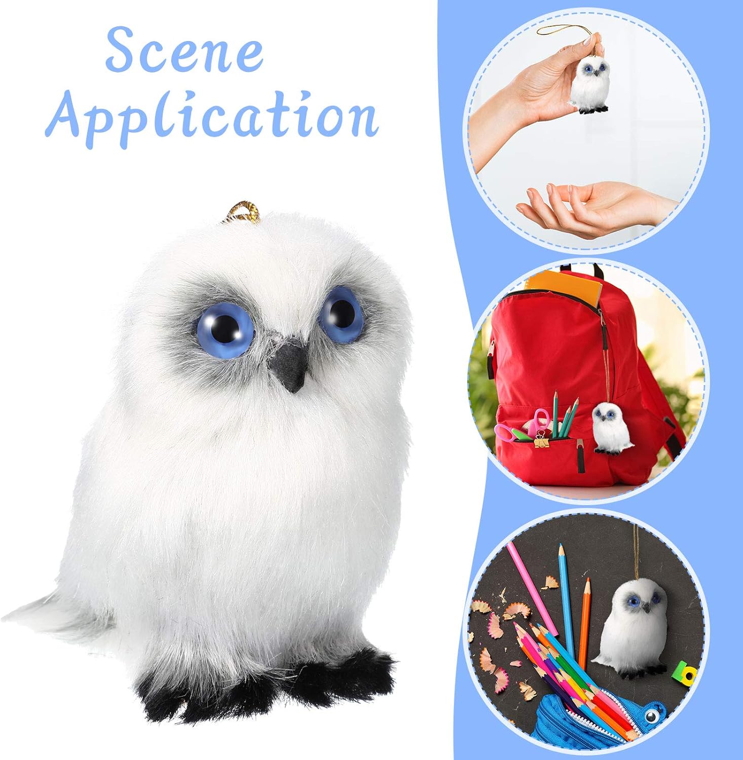 Skylety Mini Stuffed Owl Plush Toy - Soft 3.2 Inch White Hanging Ornament | Perfect for DIY Keychains & Gifts