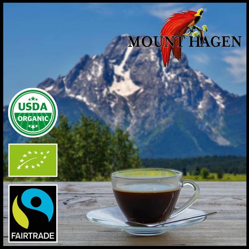 Mount Hagen 7.05oz Organic Freeze Dried Instant Caffeinated + Decaffeinated Coffee Resealable Pouch Bags - 2 Pack | Eco-friendly, Fair-Trade Coffee, Medium Roast Arabica Beans [2x7.05oz]