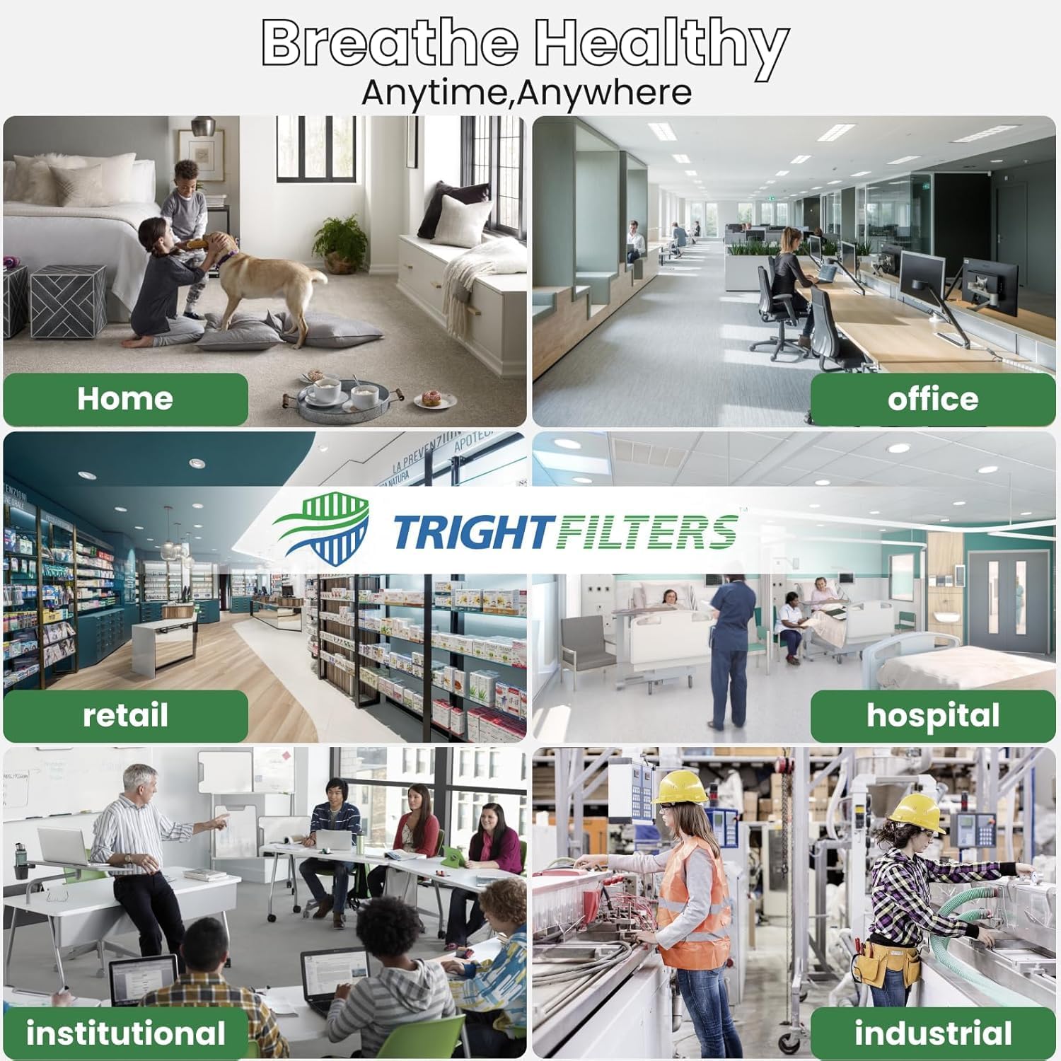 TRIGHTFILTERS Air Filter 10x10x1 - 6 Pack MERV 8 Pleated HVAC & AC Replacement Filters