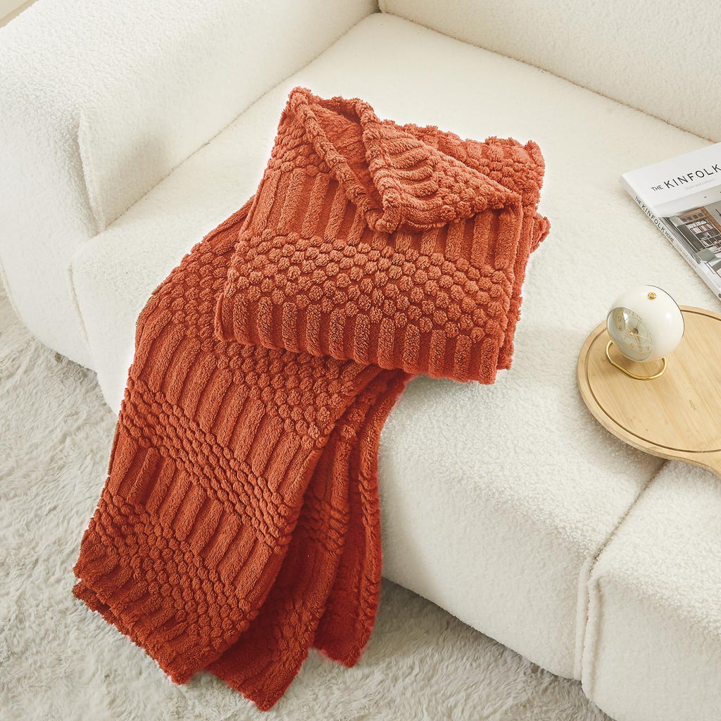 lifein Throw Blanket for Couch-Rust Boho Throw Blanket, Soft Fleece Plush Lightweight Blankets&Throws for All Seasons, Fuzzy Fall Decorative Blankets for Livingroom Bed Sofa Chair (50x60, Rust)