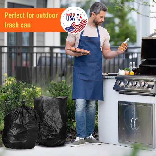 Delxo 30-33 Gallon Trash Bags - Thick, Durable & Puncture-Resistant | 250 Count Black Garbage Bags for Kitchen, Yard & Office