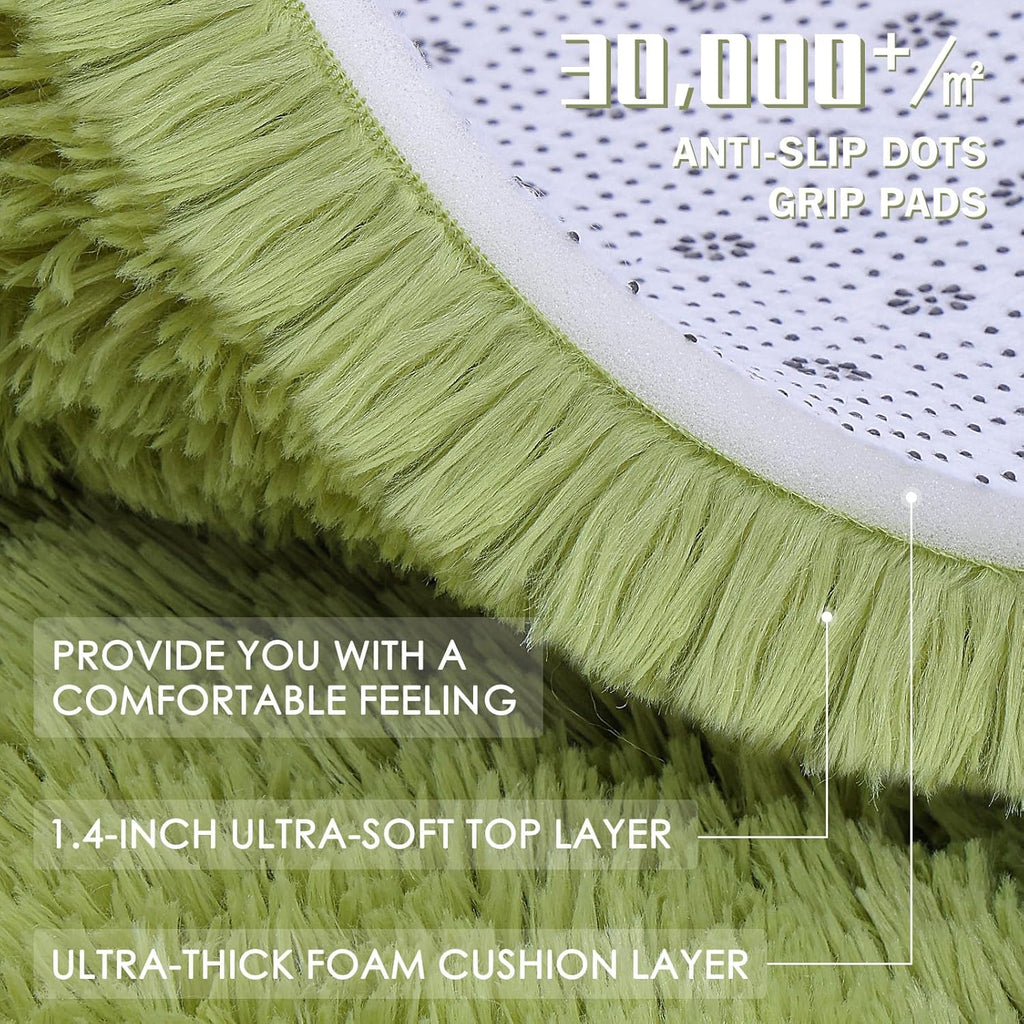 OLANLY Large Area Rug - Soft Fluffy Shaggy Carpet for Living Room & Bedroom | 8x10 Grass Green