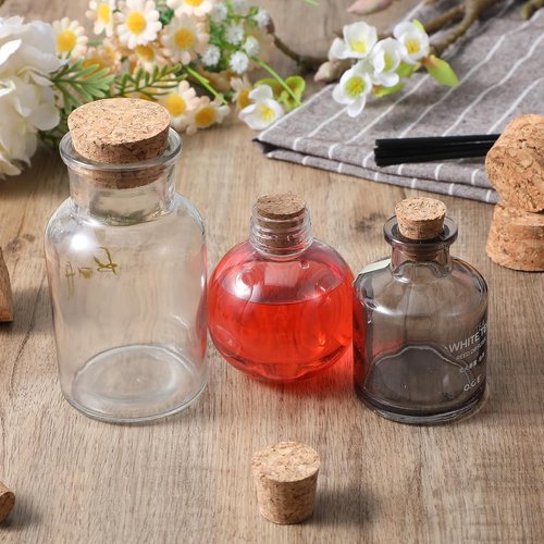 30Pcs Cork Stoppers, 6 Sizes Corks for Bottles, Wooden Tapered Corks Cork Bottle Stopper for DIY Projects, Airtight Sealing, Wine Bottles