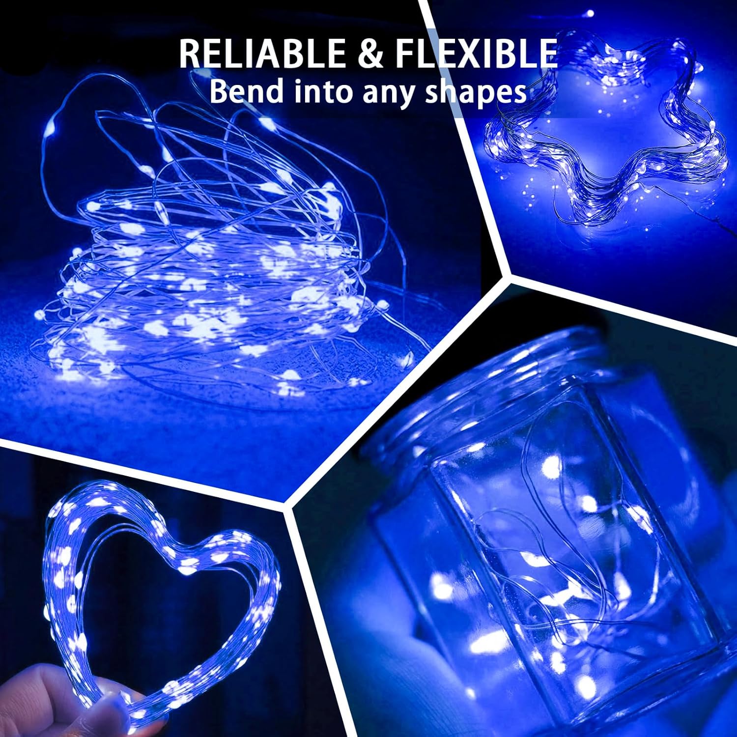 Blue Fairy Lights by [Brand Name] - 50 Pack 7Ft 20 LED Twinkle String Lights | Battery Operated & Waterproof for Weddings, Parties, and Holidays