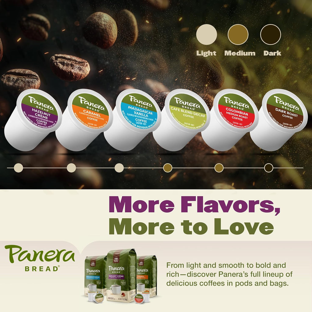 Panera Bread Hazelnut Crème Light Roast Coffee - Smooth Buttery Flavor, 100% Arabica, 60 Single Serve Pods (6 Packs of 10)