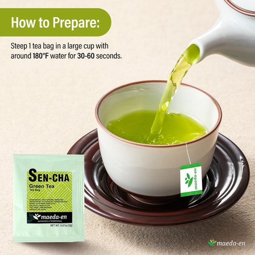 MAEDA-EN Premium Sen-cha Green Tea 10 Tea Bags Japanese Origin Green Tea Leaves Individually Wrapped Teabags 19734 1pk