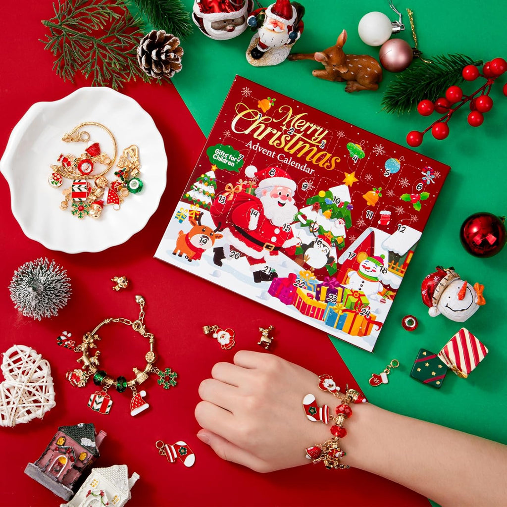 Taybonds Christmas Charms Bracelets - 2 Pack DIY Jewelry Kit with 22 Charms for Women