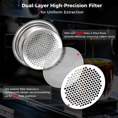 IKAPE 54mm Bottomless Naked Portafilter Silver, for Breville BES870/880 & Solis Barista Machines(18g Basket Included)