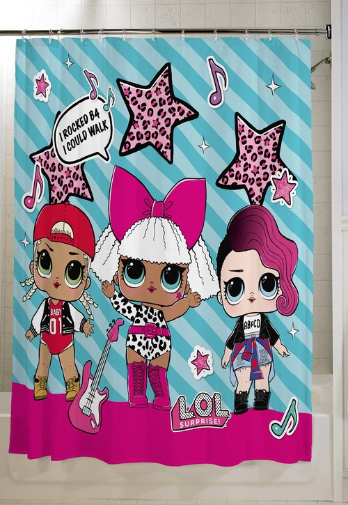 Franco Kids Bathroom Decorative Fabric Shower Curtain, 72 in x 72 in, L.O.L. Surprise!