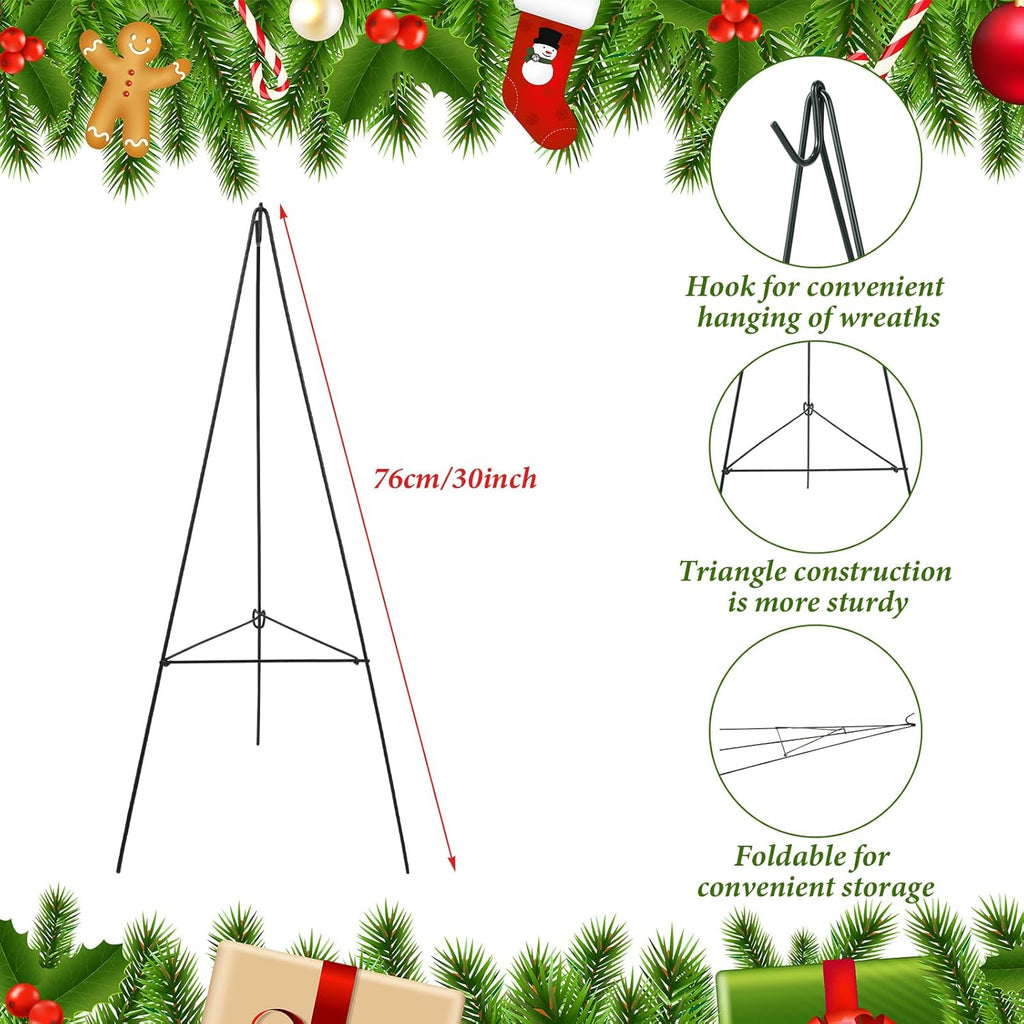 Soaoo Christmas Wreath Stand - Metal Easel for Cemetery Grave Flowers | 30-Inch Holder
