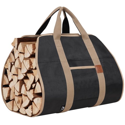 GoCampDirect Firewood Carriers with Handles - 39×18Inch Log Carrier | 1680D Canvas Water Resistant Tote Wood Carrying Bag for Camping Indoor