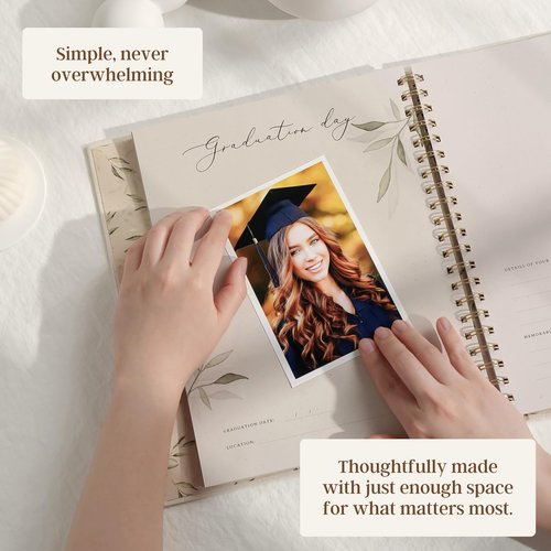 Peachly My School Years Memory Book for Kids & School Photo Album – School Picture Photo Album Childhood Memory Book - School Keepsake Organizer School Days (Beige - Preschool to 12th Grade)