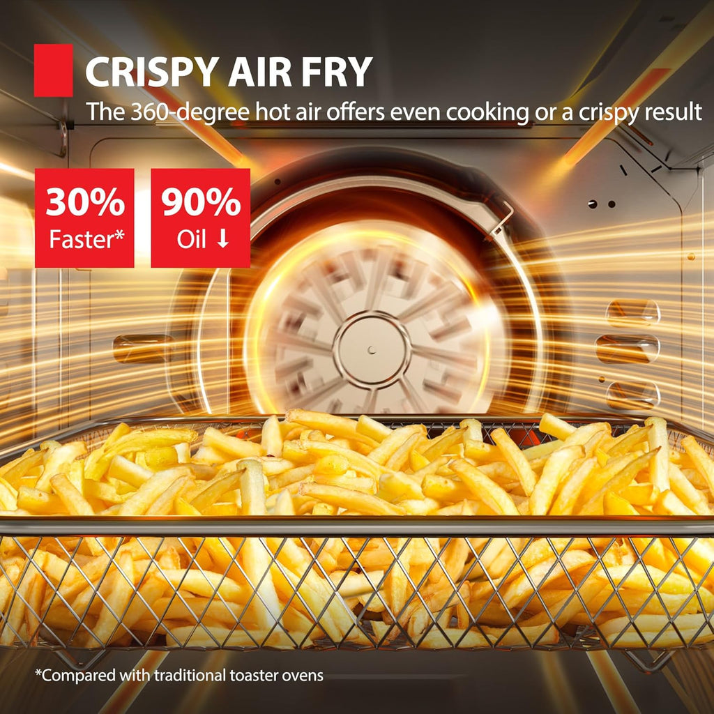 TOSHIBA ChefFry Air Fryer Toaster Oven - 26.4-Quart Stainless Steel Combo with Toast, Bake & Broil