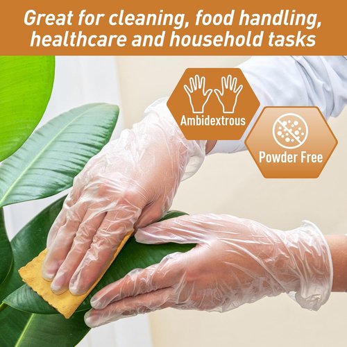Med PRIDE Vinyl Gloves - Medium Box of 100 | 4.3 Mil Thick, Powder-Free, Heavy Duty for Healthcare & Food Handling