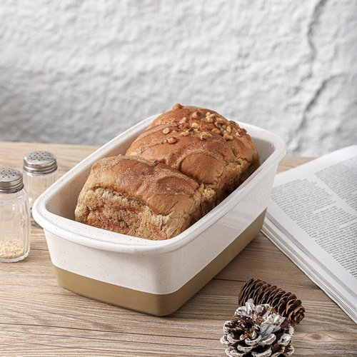 HVH Ceramic Loaf Pan - 9 x 5 Inch Rectangular Bread Baking Dish | Farmhouse Style (White)