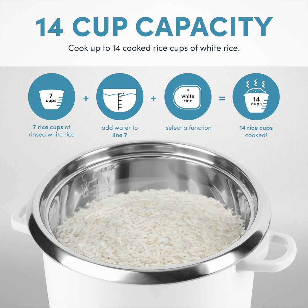 Aroma Housewares NutriWare 14-Cup (Cooked) Digital Rice Cooker and Food Steamer, White