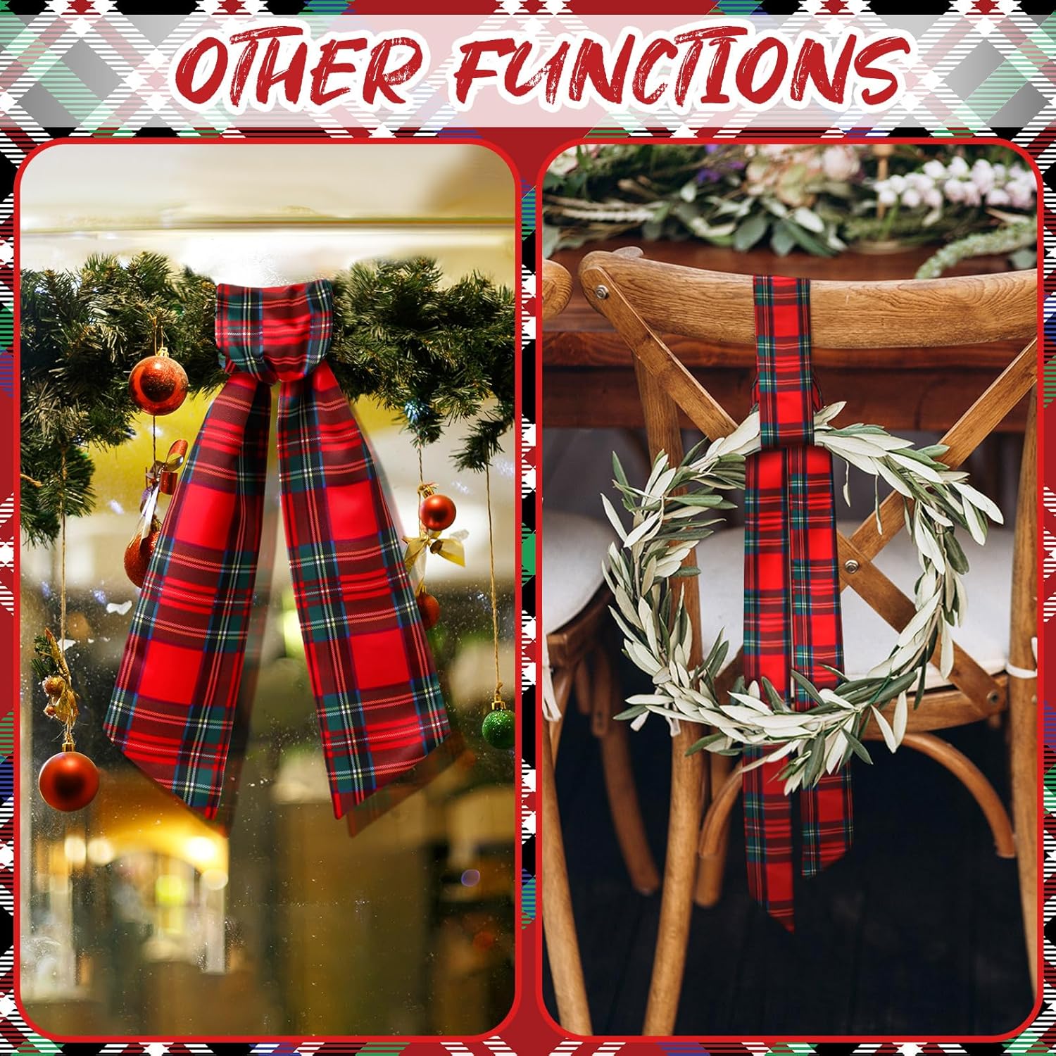 VitalCozy Christmas Wreath Sash - Satin Ribbon for Monogrammed Decor | Indoor/Outdoor Holiday Accessory
