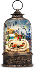 Skiennix Christmas Snow Globe Lantern - Glittering Snowman & Train with Music | USB & Battery Operated