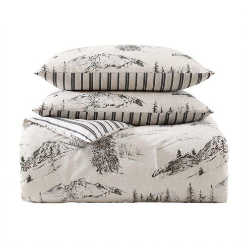 Eddie Bauer - Full/Queen Duvet Cover Set, Super Soft Bedding with Matching Sham(s), Bedding Set, Oeko-Tex Certified (Rocky Mountain Cabin Grey, Full/Queen)