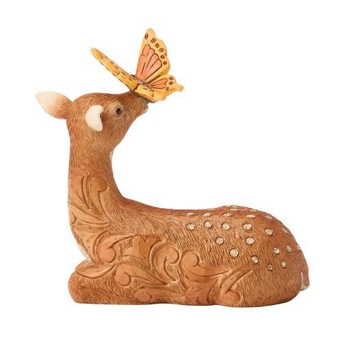 Enesco Jim Shore Heartwood Creek Deer with Butterfly on Nose Miniature Figurine, 3.54 Inch, Multicolor
