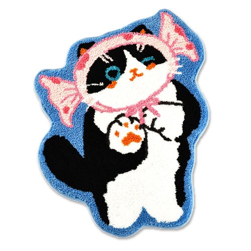 LSYESDLA Cute Cat Bathroom Rug, Soft Plush Kawaii Animal Tufted Bath Room Mat, Non-Slip & Machine Washable, Absorbent & Quick Dry Floor Door Mat Home Decor for Shower, Tub and Sink, 23.6"x27.6"