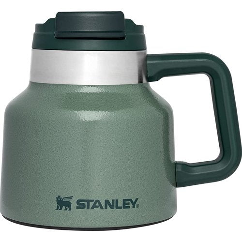 STANLEY Tough-To-Tip Admiral's Mug 20 oz | Twist-on Flip Open Lid | Wide Body with Non-Skid Rubber Base | Insulated Stainless Steel Coffee Cup | BPA-Free | Hammertone Green