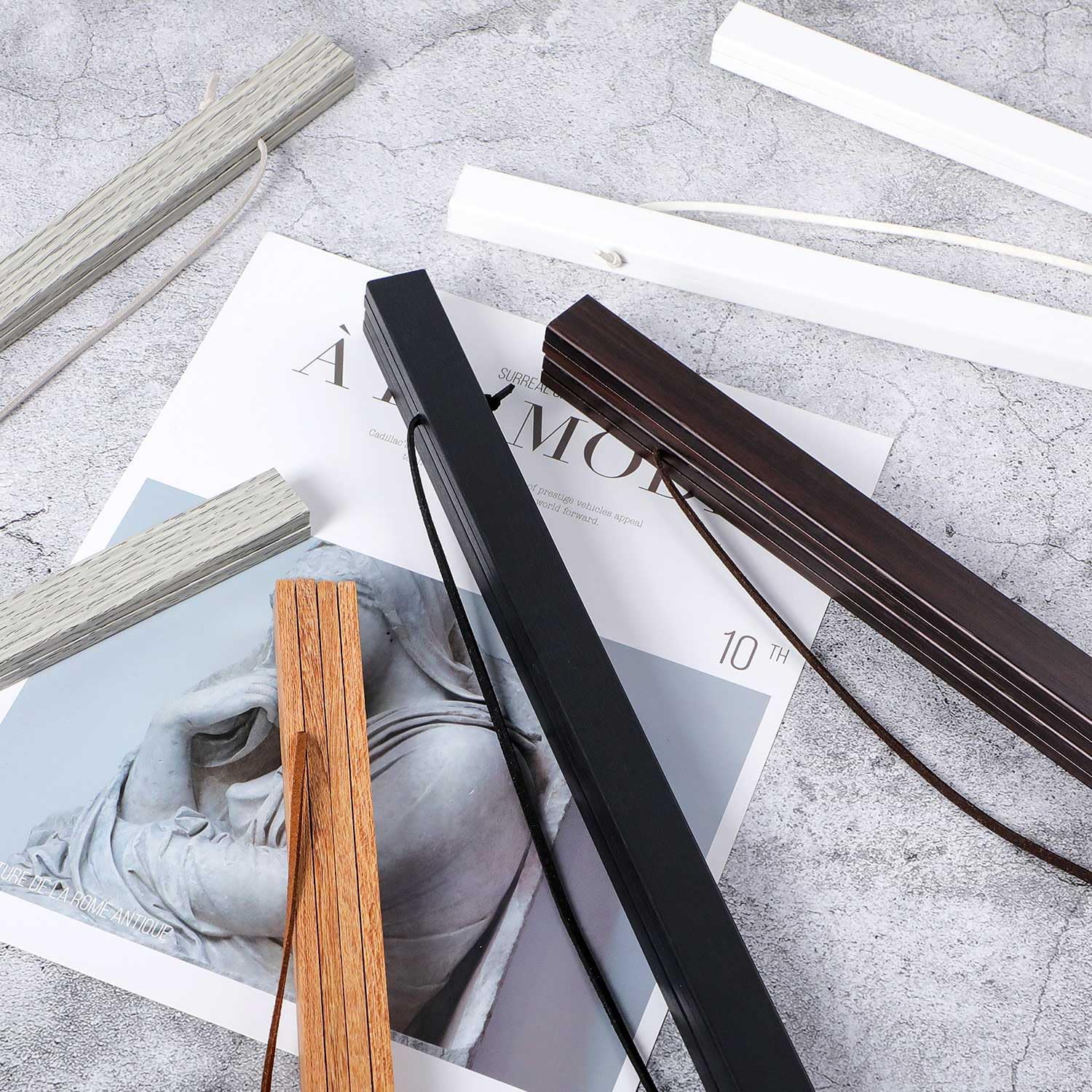 Benjia Magnetic Poster Hanger - 20" Wooden Frame for Canvas & Artwork | Grey Color, Easy Wall Display