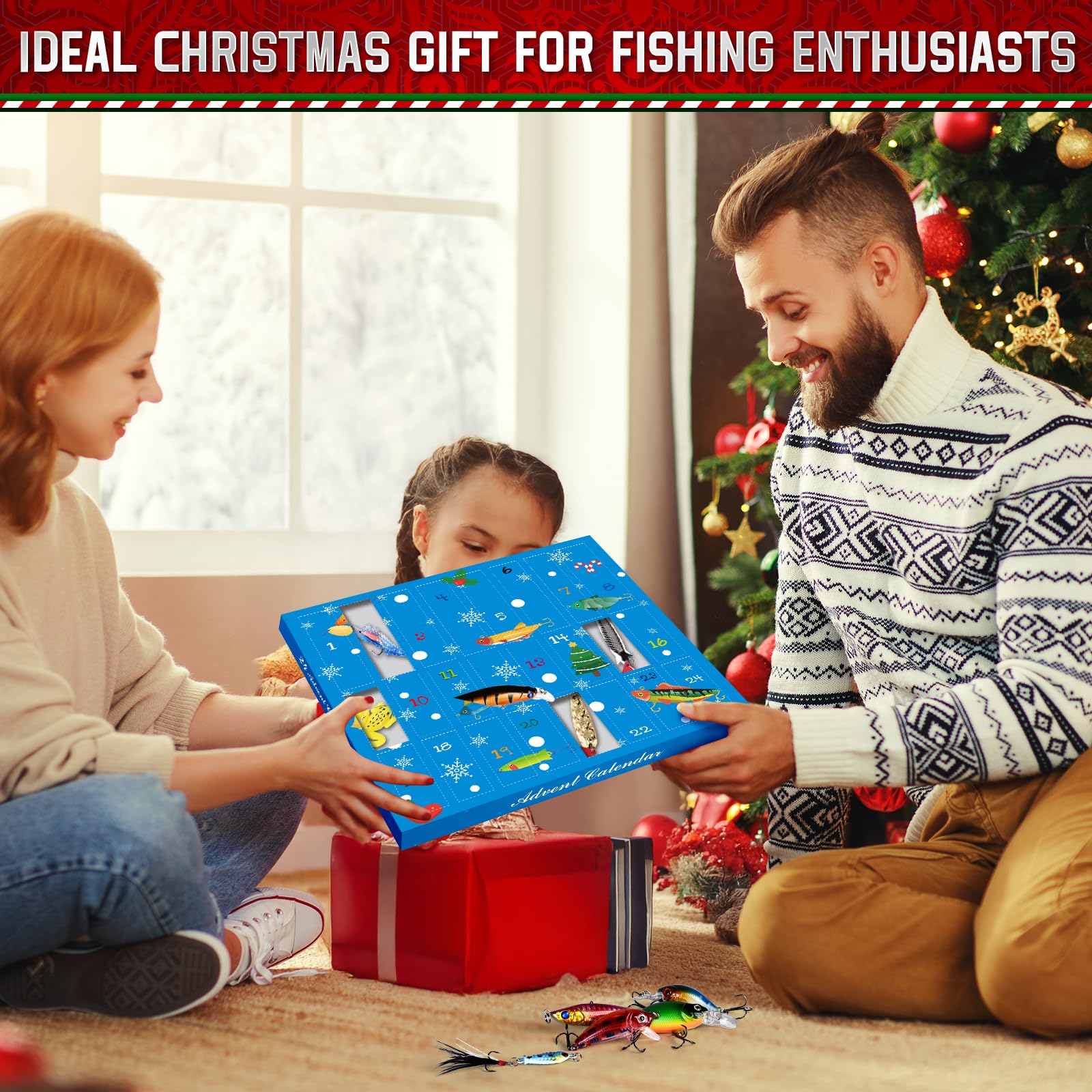 Shemira Fishing Advent Calendar 2025, Fishing Lure Advent Calendar 2025, Advent Calendars' 2025 Adult for Men, 24 Days Christmas Countdown Advent Calendar