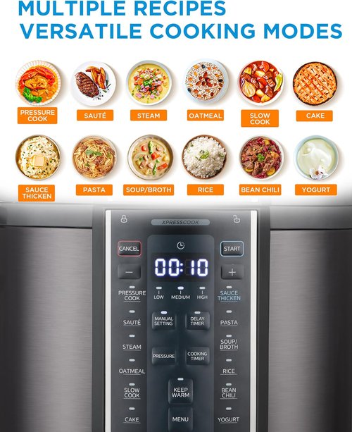 Midea 12-in-1 Electric Pressure Cooker - 8 Quarts, Multi-Functional with 12 Presets, Stainless Steel