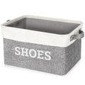 Lukeline Fabric Shoe Basket for Entryway, Hallway or Mudroom - Flodable Space-Saving Storage Bin for Closet, Decorative Home Decor (Large)