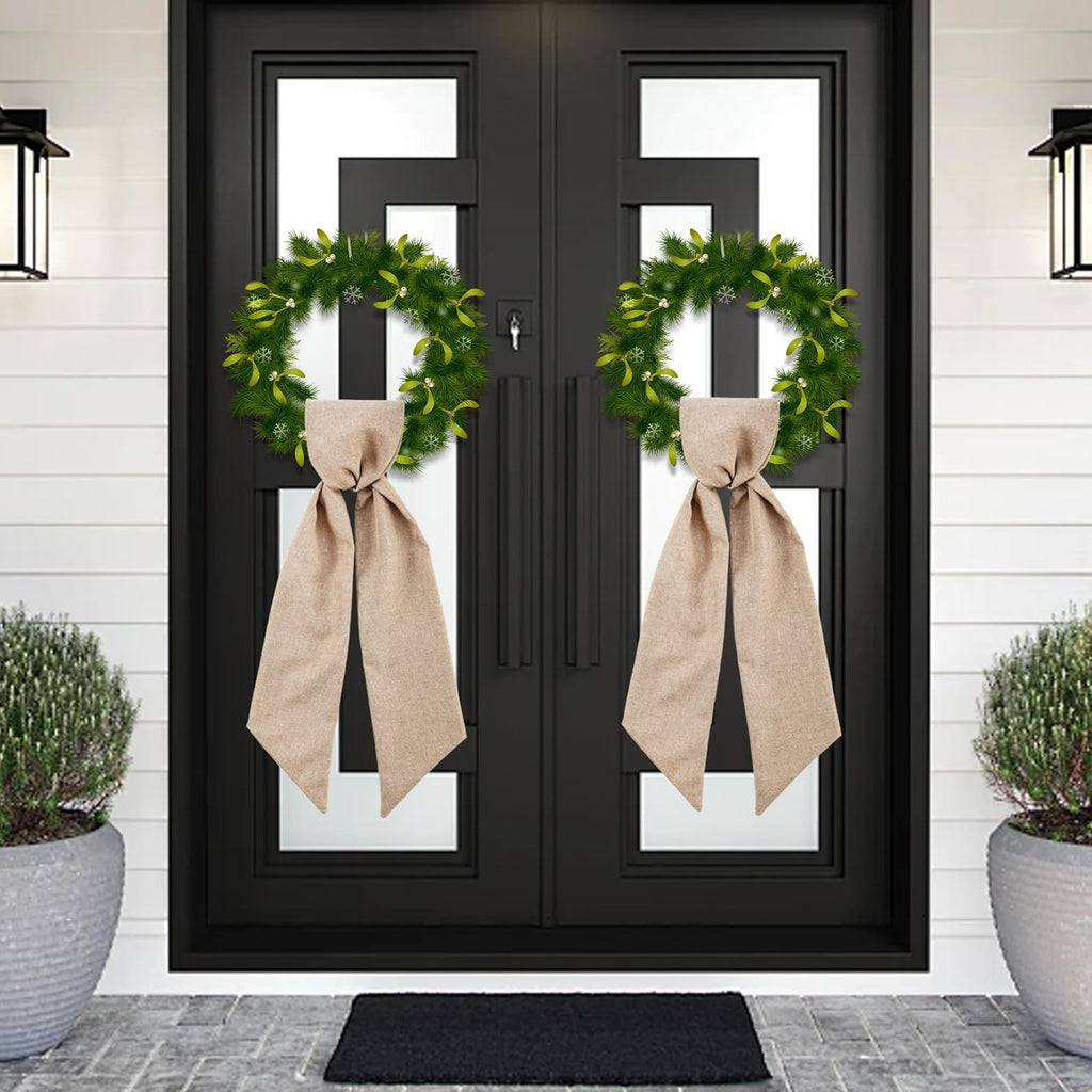 Skiennix Burlap Wreath Sash - Blank Monogram Decor for Front Door | 5'' L x 54'' W, Brown (2 Pack)