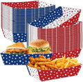 30 Pack Red, White & Blue Star Food Trays - Disposable Paper Serving Containers for BBQs & Patriotic Parties