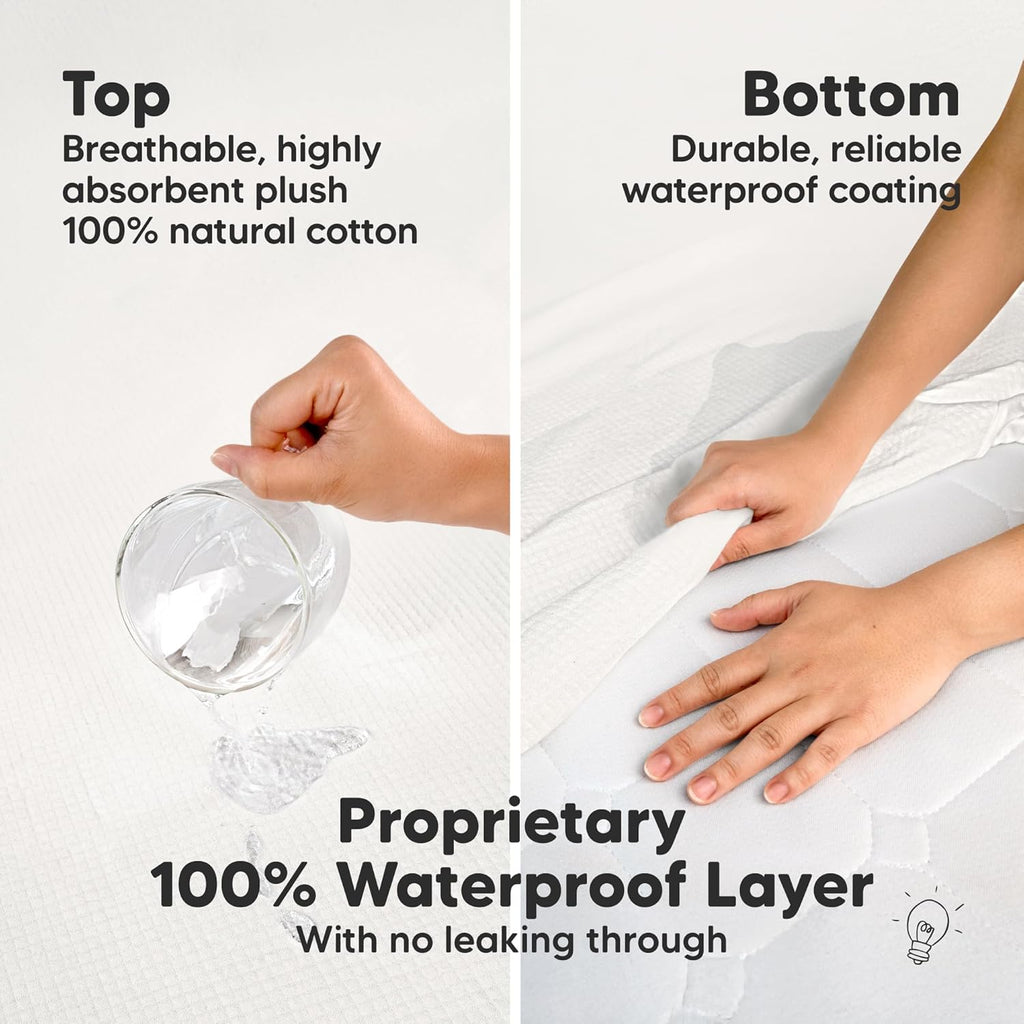 Skiennix Waterproof Crib Mattress Protector Cover - Soft Quilted Cotton Pad, 52" x 28", Machine Washable, Easy Fit