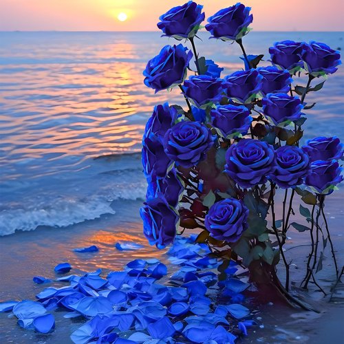 Lcuasc 50pcs Artificial Roses Flowers in Bulk,Realistic Silk Fake Rose with Long Stem for Wedding Centerpieces Bouquet Party Floral Arrangement Home Decoration(Royal Blue)